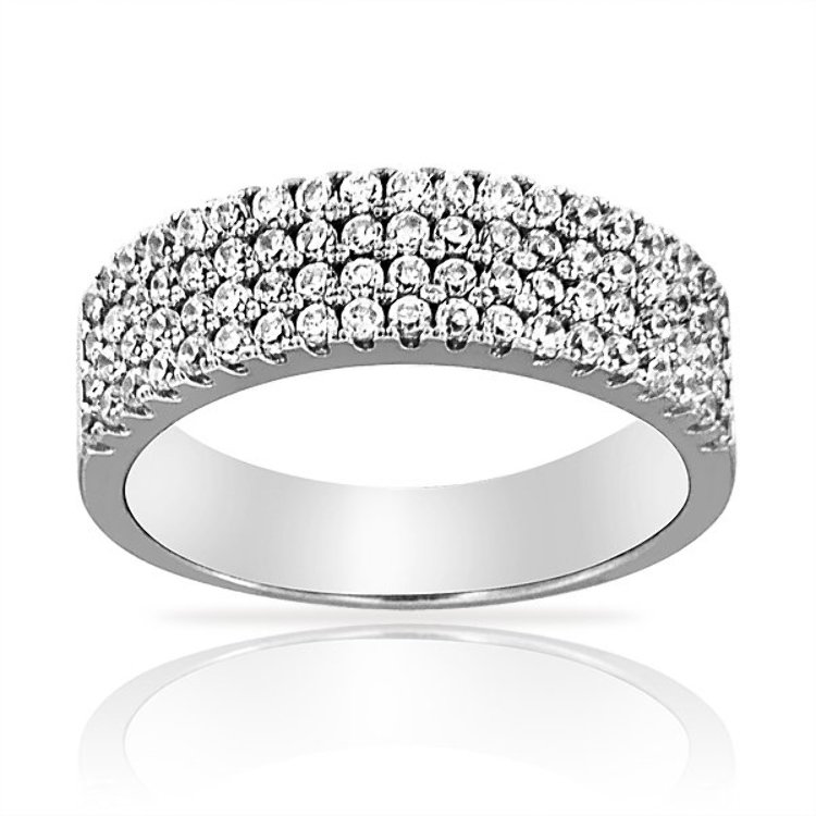 Bague Argent 925/1000 Oxydes de Zirconium 4 rangs