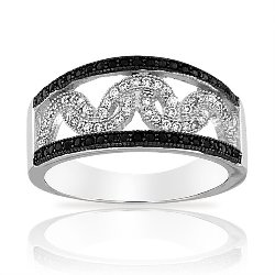 Bague Black & White Argent 925/1000 Oxydes de Zirconium