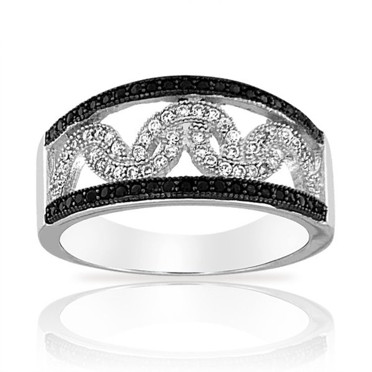 Bague Black & White Argent 925/1000 Oxydes de Zirconium