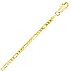 Bracelet Argent Plaqué Or jaune 18 Carats Maille Figaro (1+3) 2.5 mm 