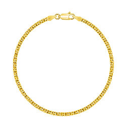 Bracelet Argent 925 Plaqué Or Maille Bismarck Diamantée 2.4 mm