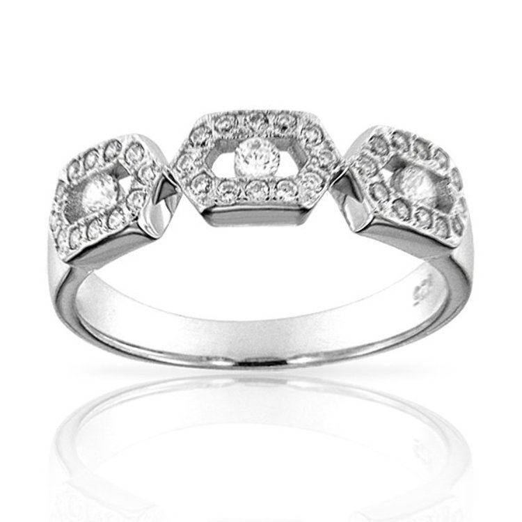 Bague Crown Argent 925/1000 Oxydes de Zirconium