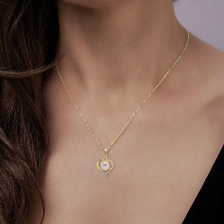 Collier Cœur Perle de Culture et Diamants Or 375/1000