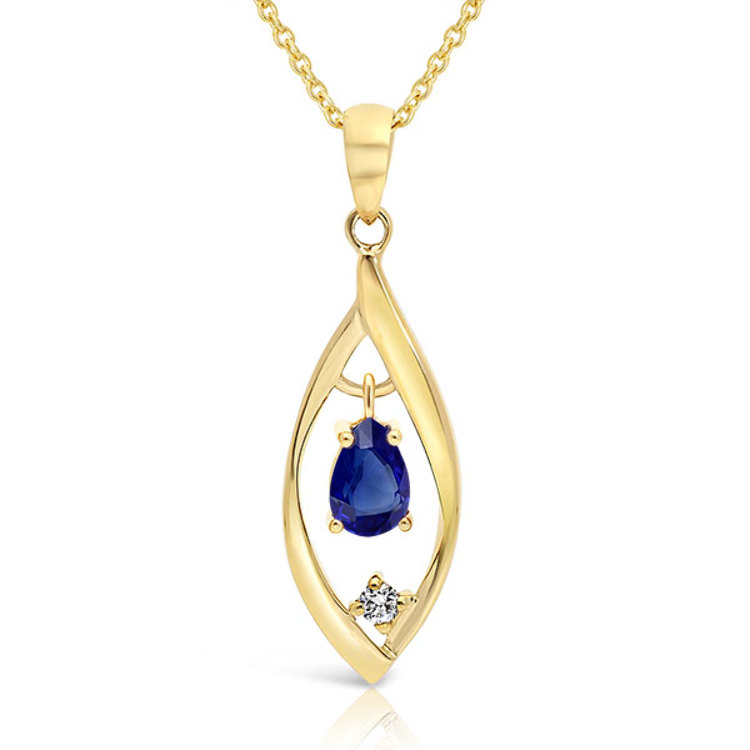 Collier fin Or Saphir Bleu & Diamant – Bijou élégant pour Femme