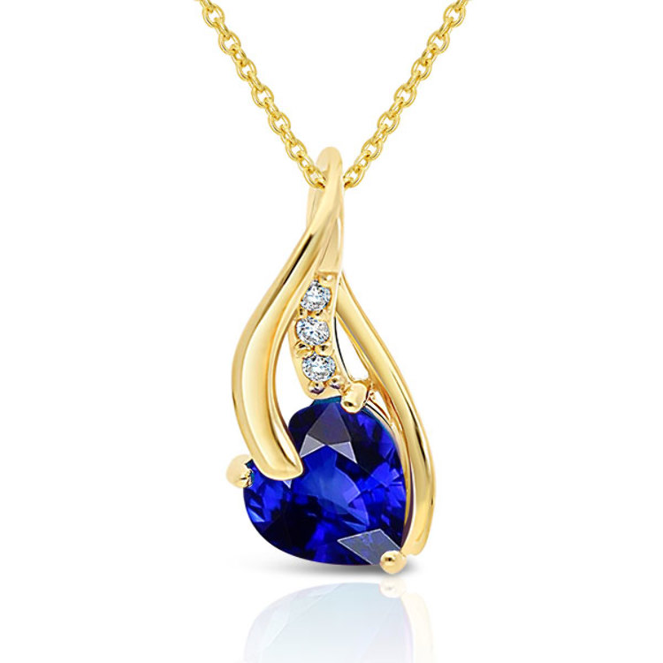 Pendentif nœuds d'amour saphir bleu et diamants pour femme