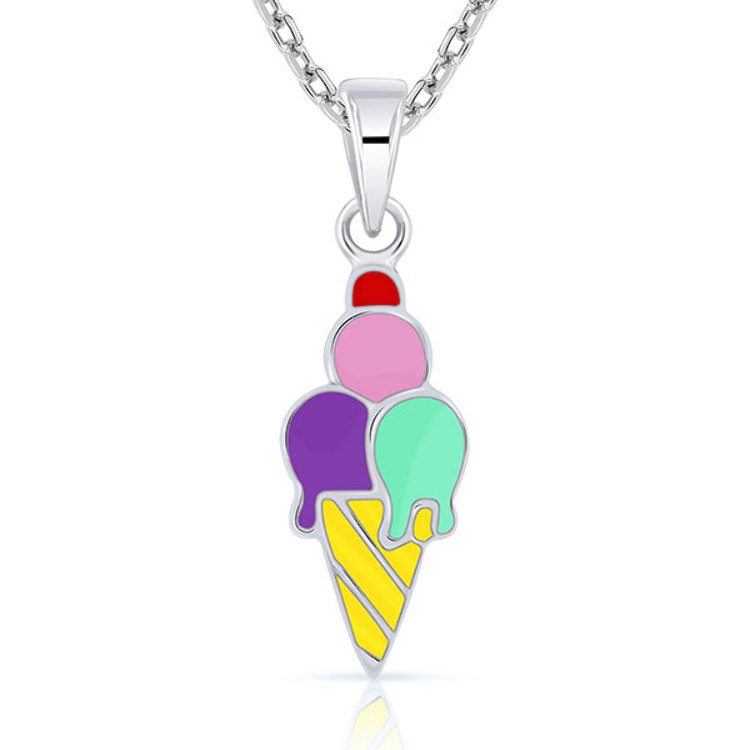 Collier pour Enfant Cornet de Glace en Argent 925/1000