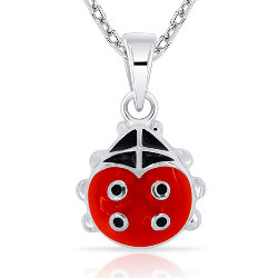 Collier pour Enfant Coccinelle en Argent 925/1000 et Émail