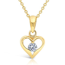 Collier forme Coeur en Or 375/1000 Diamant blanc taille brillant