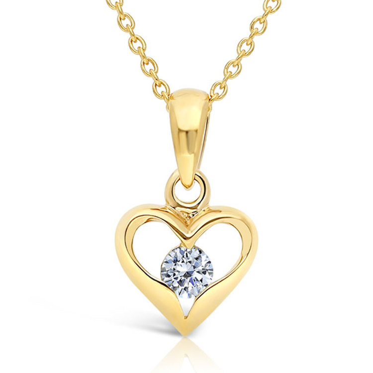 Collier forme Coeur en Or 375/1000 Diamant blanc taille brillant