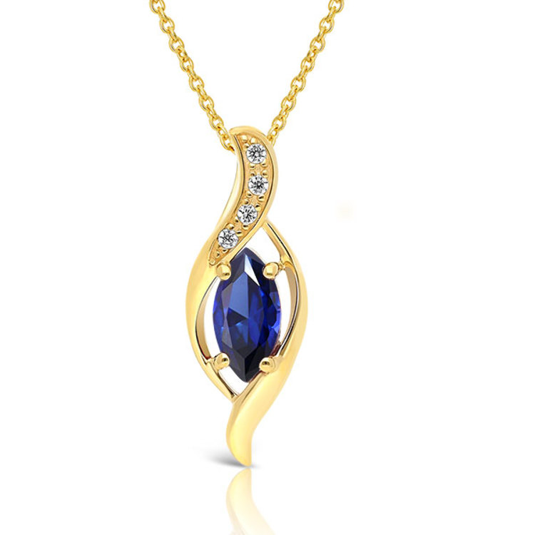 Collier fin Or Saphir Bleu & Diamant – Bijou élégant pour Femme