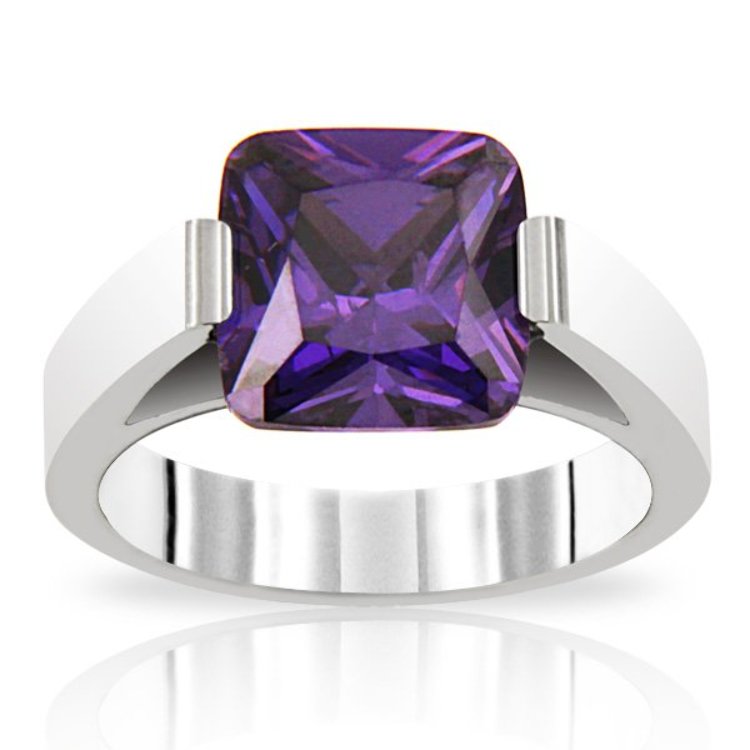 Bague INORI Acier Oxyde de Zirconium violet