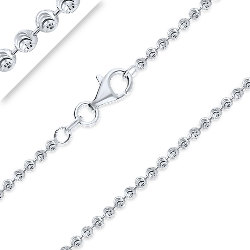 Chaîne Argent Femme Maille Boule "Moon" Diamantée - 2 mm - 40 à 70 cm