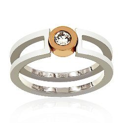 Bague Bicolore INORI Acier Oxyde de Zirconium