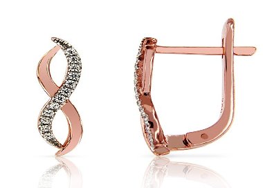 Boucles d'Oreilles en Argent 925 motif Infini plaqué Or Rose Oxydes de Zirconium