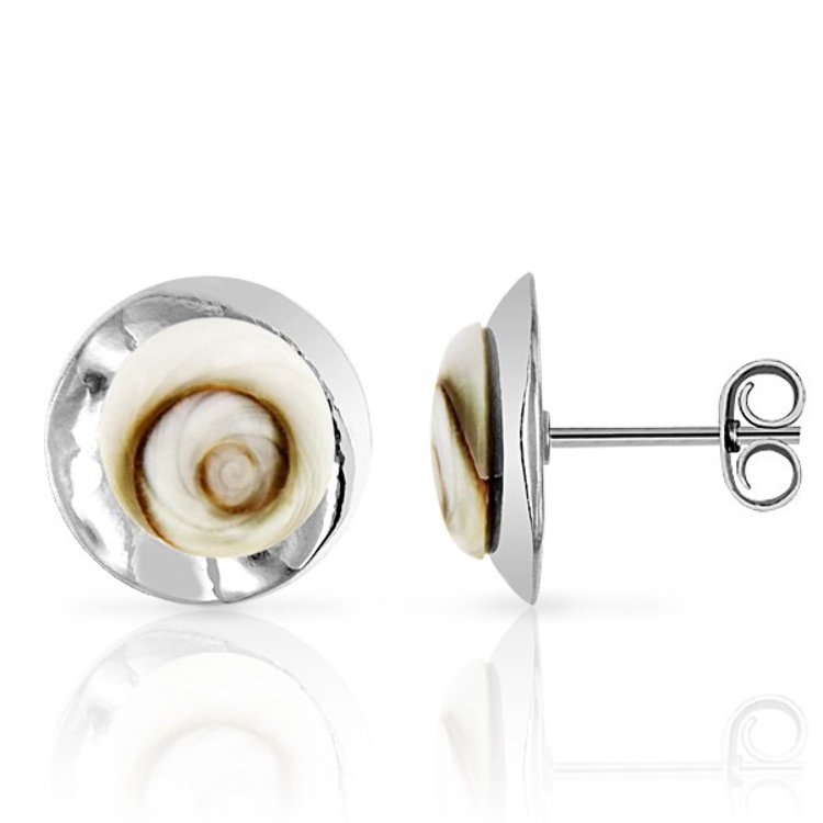 Boucles d'Oreilles Puces Argent 925/1000 Oeil de Sainte Lucie