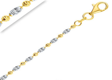 Chaîne de Cheville en Argent 925 Plaqué Or Maille Typhoon Alternée