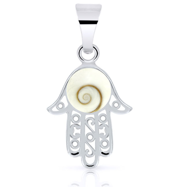 Pendentif Oeil de Sainte Lucie en Argent 925 Main de Fatma 