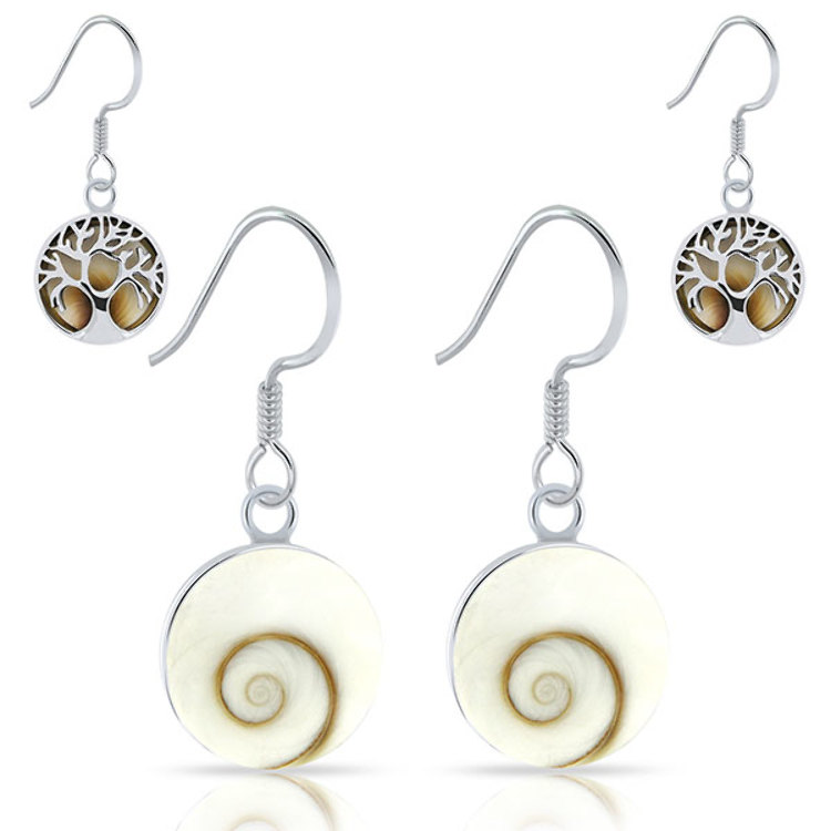 Boucles d'Oreilles Oeil de Sainte Lucie Arbre de Vie Argent 925/1000 