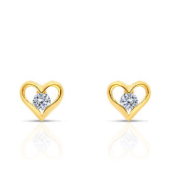 Boucles d'oreilles Coeur Or 375/1000 serties Diamants blancs