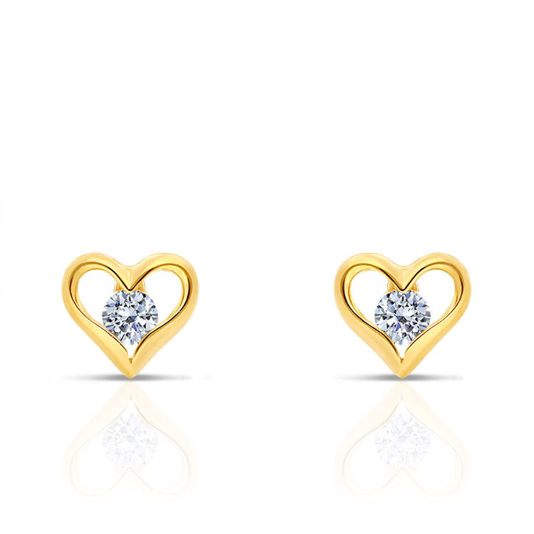 Boucles d'oreilles Coeur Or 375/1000 serties Diamants blancs