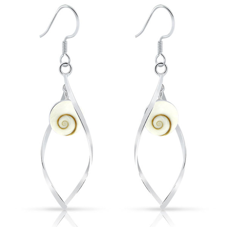 Boucles d'Oreilles nacre Oeil de Sainte Lucie en Argent 925/1000 