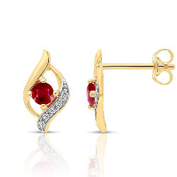 Boucles d'Oreilles Rubis en Or 375/1000