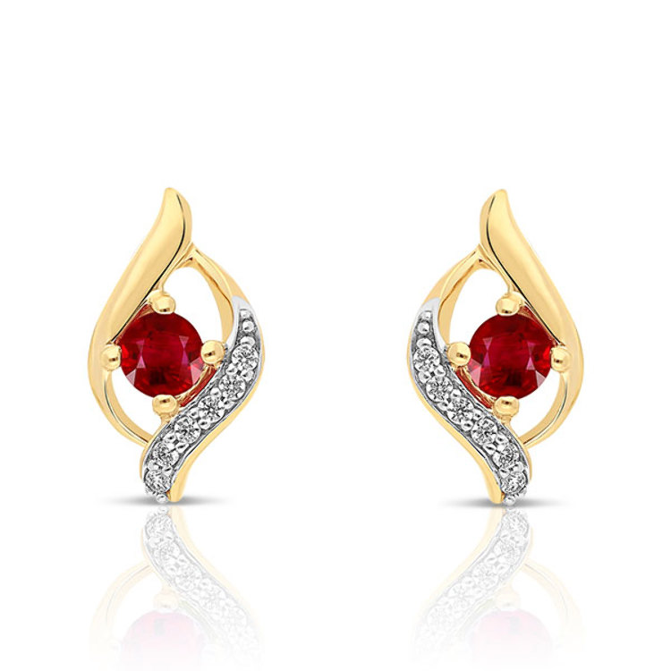 Boucles d'Oreilles Rubis en Or 375/1000