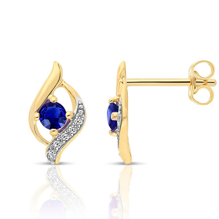 Boucles d'Oreilles Saphir en Or 375/1000 