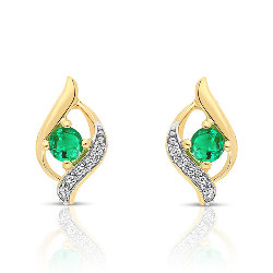 Boucles d'Oreilles Émeraudes en Or 375/1000 