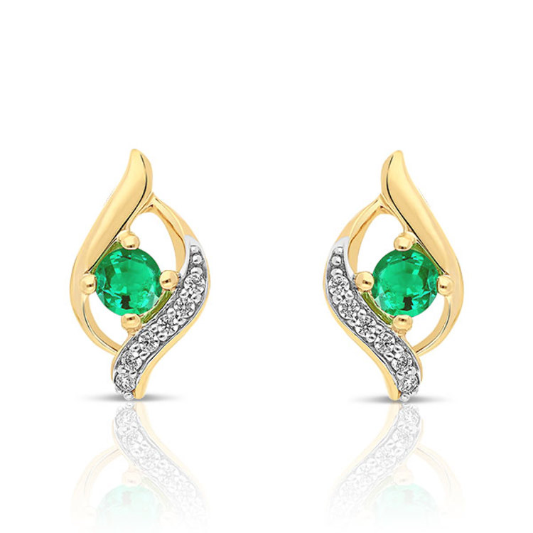 Boucles d'Oreilles Émeraudes en Or 375/1000 