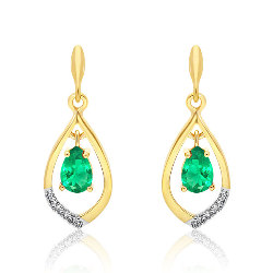 Boucles d'Oreilles Émeraudes taille poire en Or 375/1000