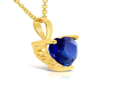Collier Saphir taille coeur Or 375/1000