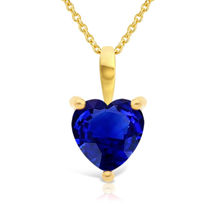 Collier Saphir taille coeur Or 375/1000