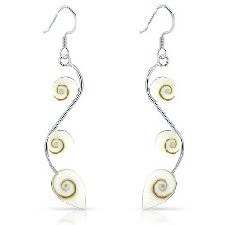 Boucles d'Oreilles Ondulées Oeil de Sainte Lucie en Argent 925