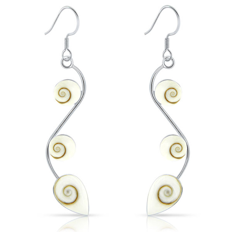 Boucles d'Oreilles Ondulées Oeil de Sainte Lucie en Argent 925