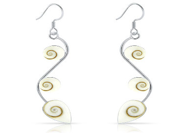 Boucles d'Oreilles Ondulées Oeil de Sainte Lucie en Argent 925