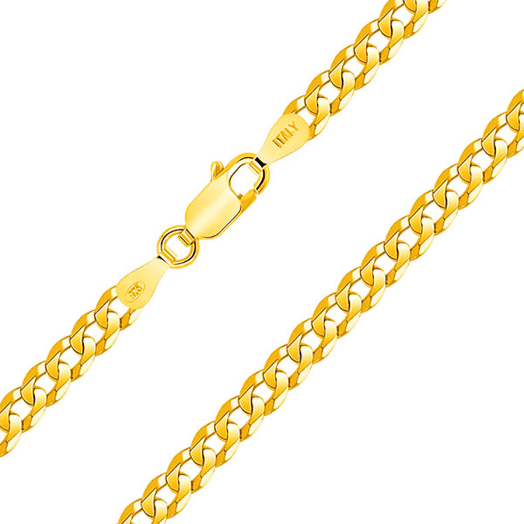 Chaîne Argent 925 Plaqué Or 18 Carats Maille Gourmette 4.2 mm Chaîne Argent 925 Plaqué Or 18 Carats Maille Gourmette 4.2 mm