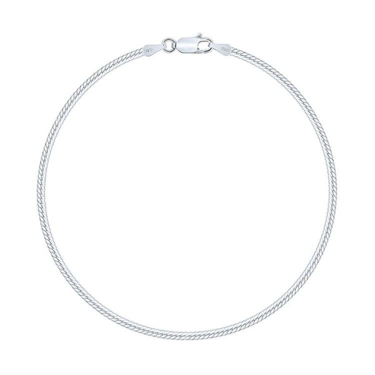 Bracelet Argent 925/1000 Rhodié Maille Miroir 2.2 mm