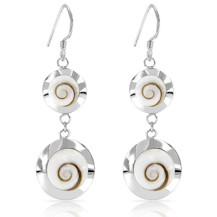 Boucles d'Oreilles Pendantes Oeil de Sainte Lucie Argent 925/1000 