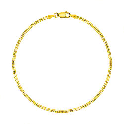 Bracelet de Cheville Argent Plaqué Or 18 Carats Maille Miroir 2.2 mm