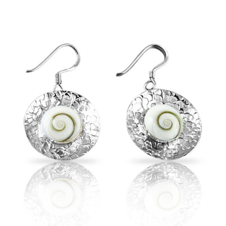 Boucles d'Oreilles Oeil de Sainte Lucie Argent 925/1000 martelé