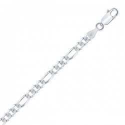 Bracelet en Argent 925 Rhodié Maille Figaro (1+3) 4.2 mm