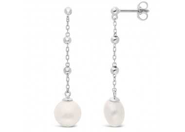 Boucles d'Oreilles pendantes Perles de Culture en Argent
