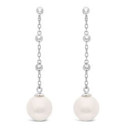 Boucles d'Oreilles pendantes Perles de Culture en Argent profil