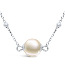 Collier Argent 925 Perle de Culture et Oxydes de Zirconium closup