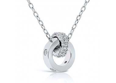 Collier Argent 925 Rhodié Anneaux entrelacés  Oxydes de Zirconium