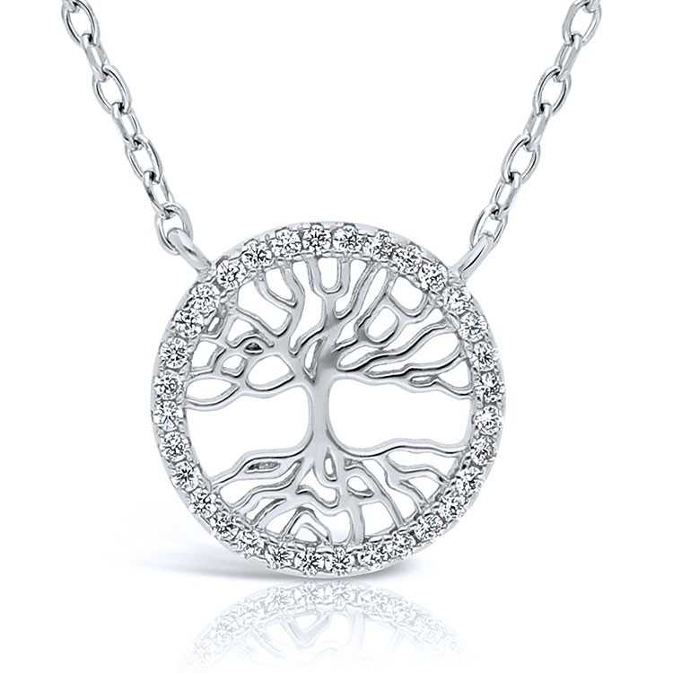Collier Argent 925 Rhodié Anneaux entrelacés  Oxydes de Zirconium