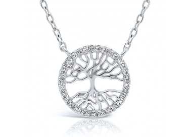 Collier Argent 925 Rhodié Anneaux entrelacés  Oxydes de Zirconium