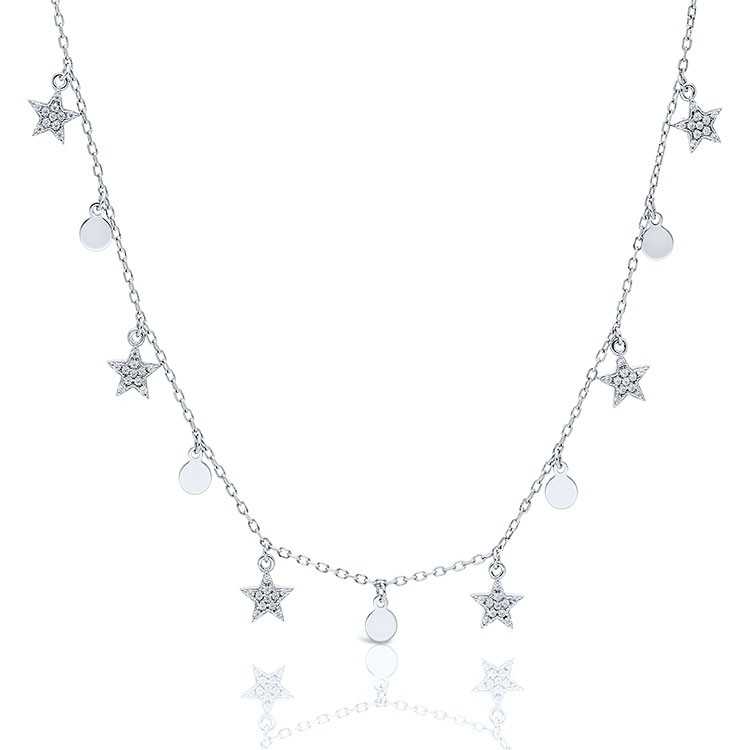 Collier Argent 925 Étoiles Oxydes de Zirconium blancs