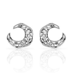 Boucles d'Oreilles Lunes Argent 925/1000 Oxydes de Zirconium